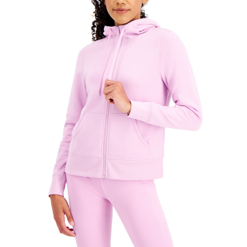 ID‎ Ideology Women S Zip Front Fleece Hoodie Purple Size XX-Large